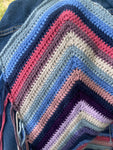 Chevron denim crochet upcycle jacket