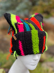 Scrappy Cat hat in Black and Neon