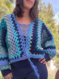 Lace-Up Hexagon Cardigan