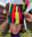 Scrappy Cat hat in Black and Neon