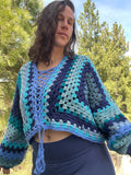Lace-Up Hexagon Cardigan