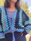 Lace-Up Hexagon Cardigan