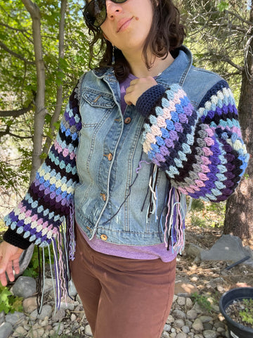 Crochet Sleeves Denim Jacket