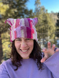 Pink cat hat with fringe