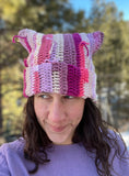 Pink cat hat with fringe