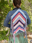 Chevron denim crochet upcycle jacket