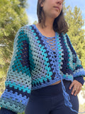 Lace-Up Hexagon Cardigan