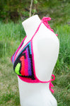 Neon Rainbow Crochet Bikini Top