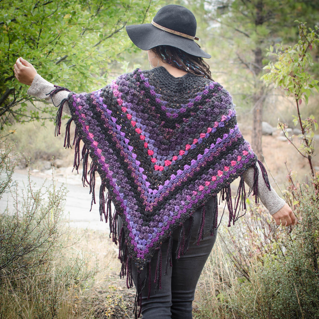 Crochet Poncho, Mystic Purple with Fringe – illjay