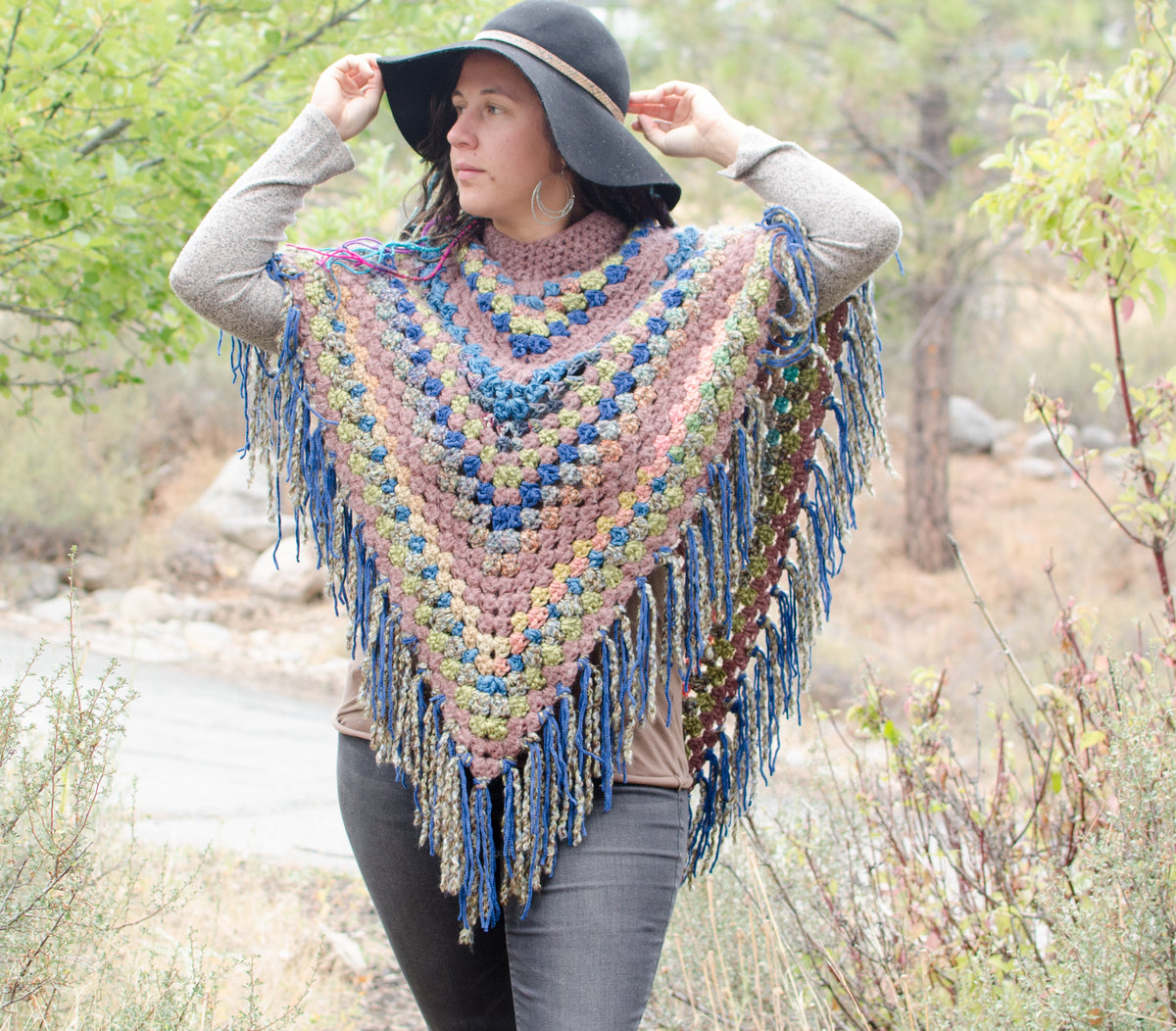 Crochet Poncho with Fringe, Granny Square – illjay