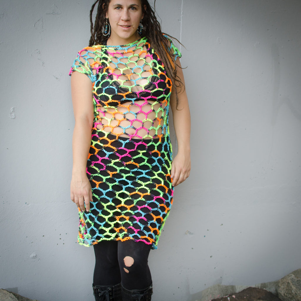Neon Fishnet Crochet Dress – illjay