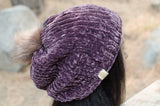 Purple Velvet Knit Beanie