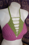 The Serpentine Crochet Crop Top with Purple and Green