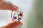 Wire Wrapped Ring with Sterling Silver, Fresh Water Pearls, and Amethyst