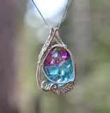 Handmade Glass, Wire Wrapped in Sterling Silver