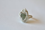 Moldavite Wire Wrapped Ring with Sterling Silver size 6