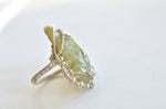 Wire Wrapped Ring with Green Apatite Crystal Cluster and Sterling Silver